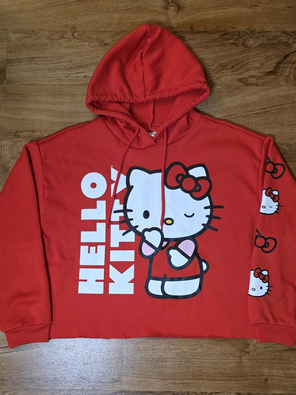Hello Kitty Red Cropped Graphic Hoodie